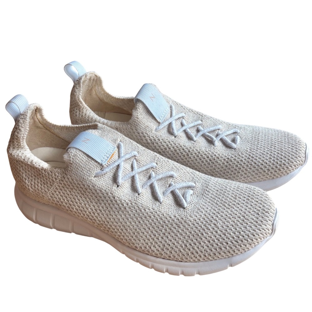 $150 NISOLO Woven Athleisure Eco Knit Sneakers Linen‎ SZ W9.5 EUC